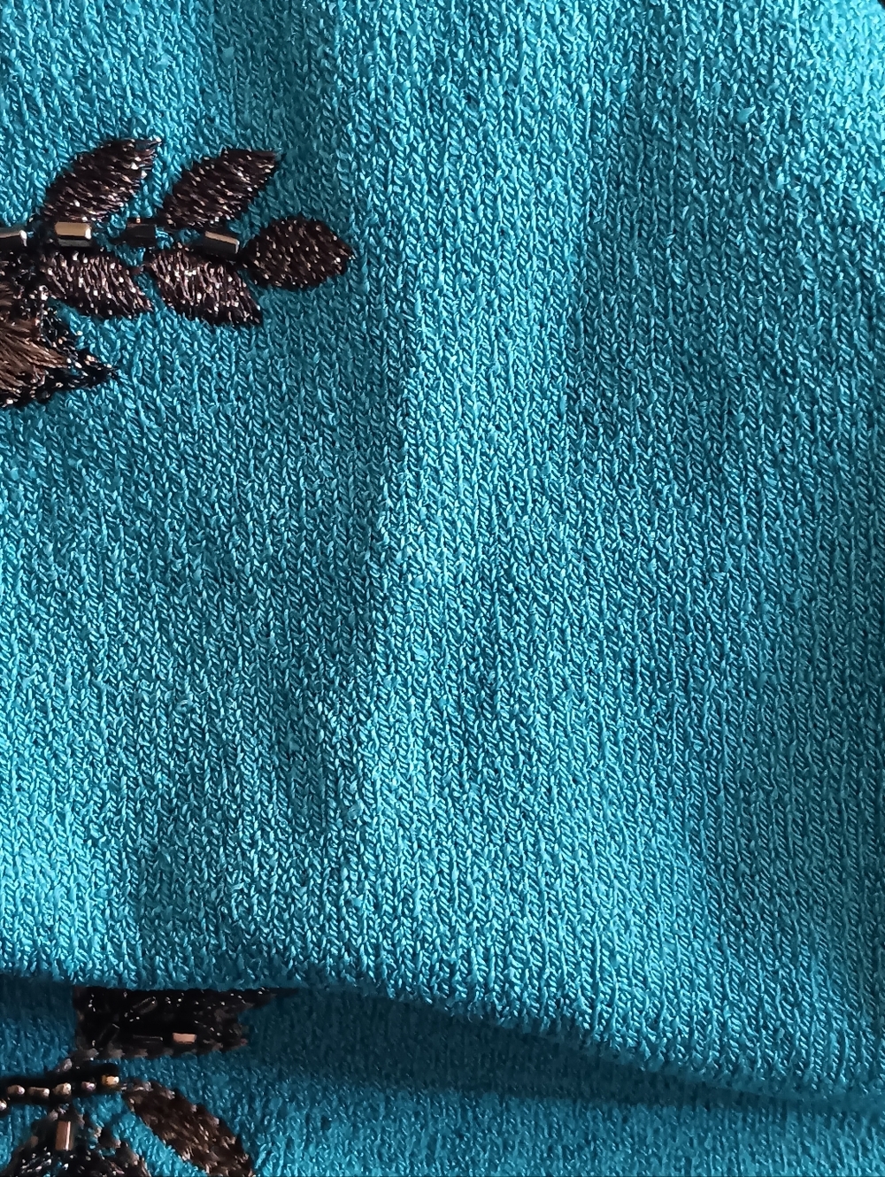 Jones New York Beaded Floral Top XL Blue Embroidered Sleeveless Blouse - Picture 7 of 8